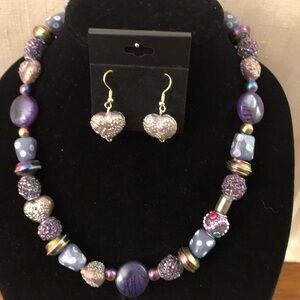 Beautiful purple, lilac necklace with matching lilac earrings!